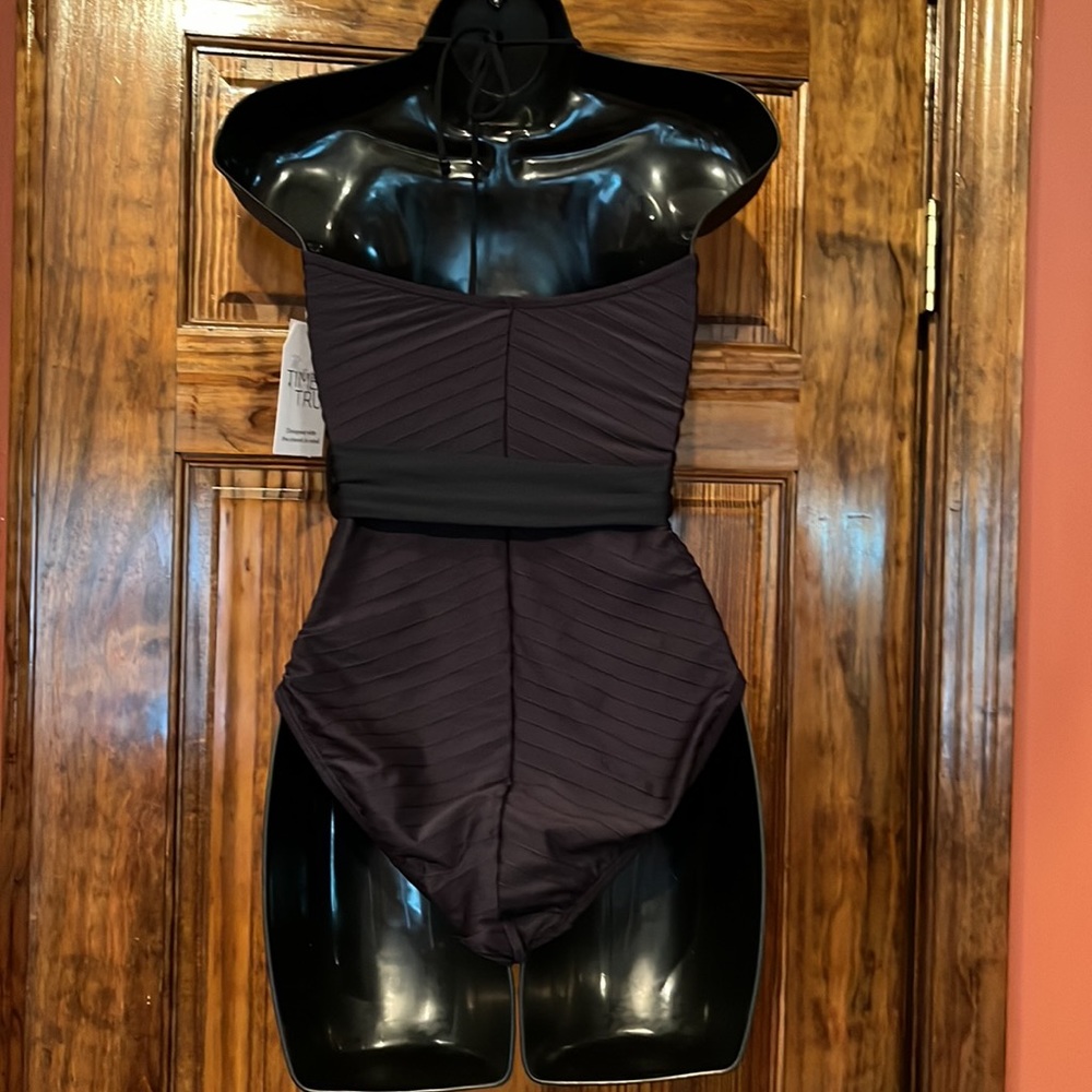 NWT One Piece Black Belted Swimsuit - Picture 3 of 7